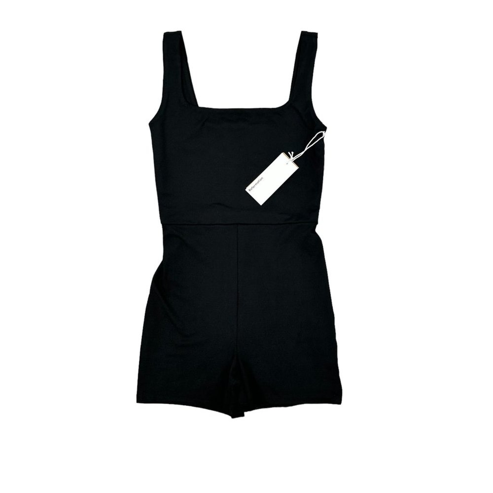 Reformation Black Square Neck Romper